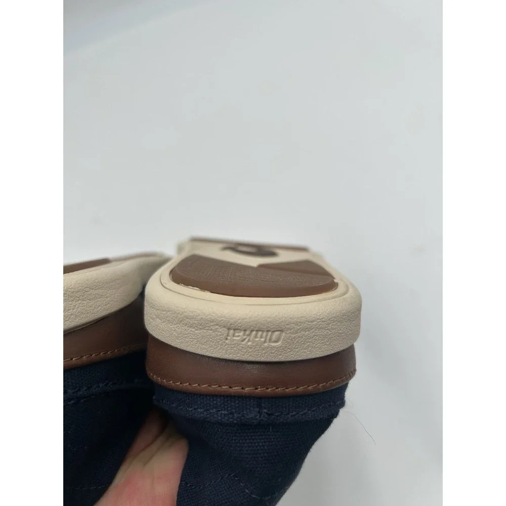 OluKai Manoa Shoes Mens Sz 13 Blue Lace Up Moccasin Boat Deck Canvas Sneaker